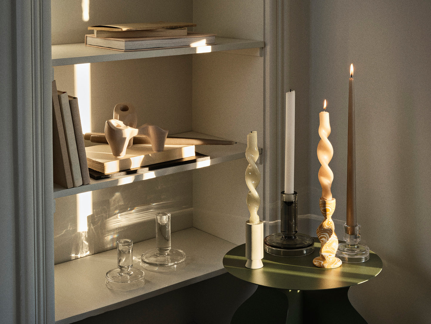 MED CANDLE HOLDER PETRA GLASS CLEAR