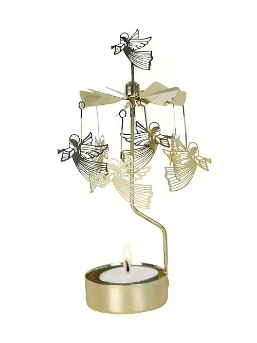 Tealight Angel Chime Flying Angel Gold