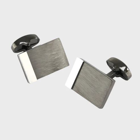 Cufflinks Brushed Gunmetal Rectangle