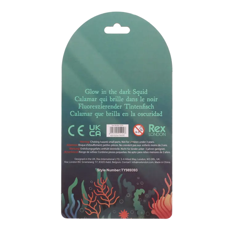 Glow in the Dark Squishy Toy Squid (3+)