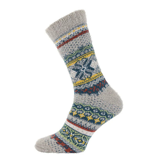 7-11 Wool Blend Socks Scandi Pattern (Grey)