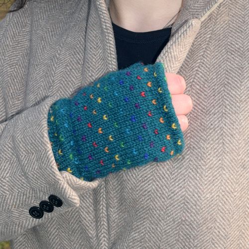 Wool Wristwarmers Rainbow Tick Pacific
