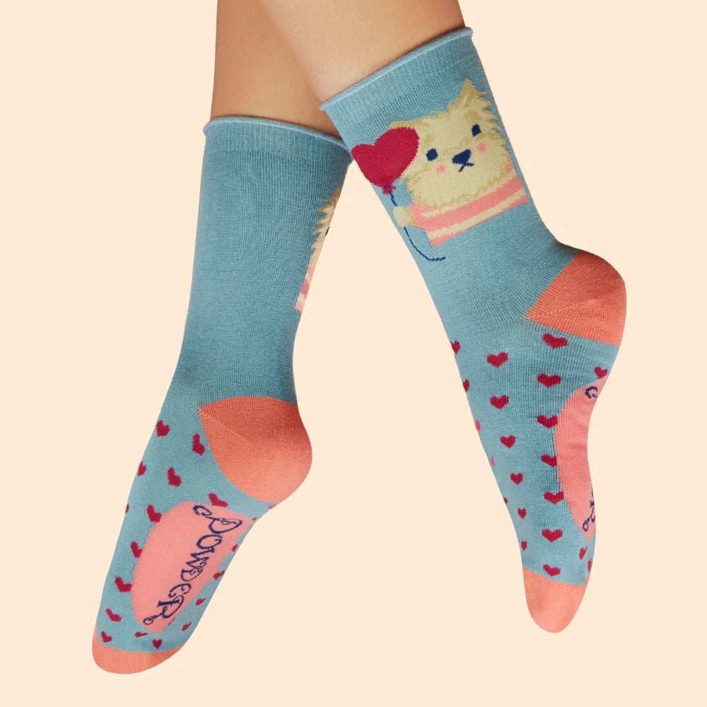 Powder Ankle Socks Thoughtful Lover Puppy Denim