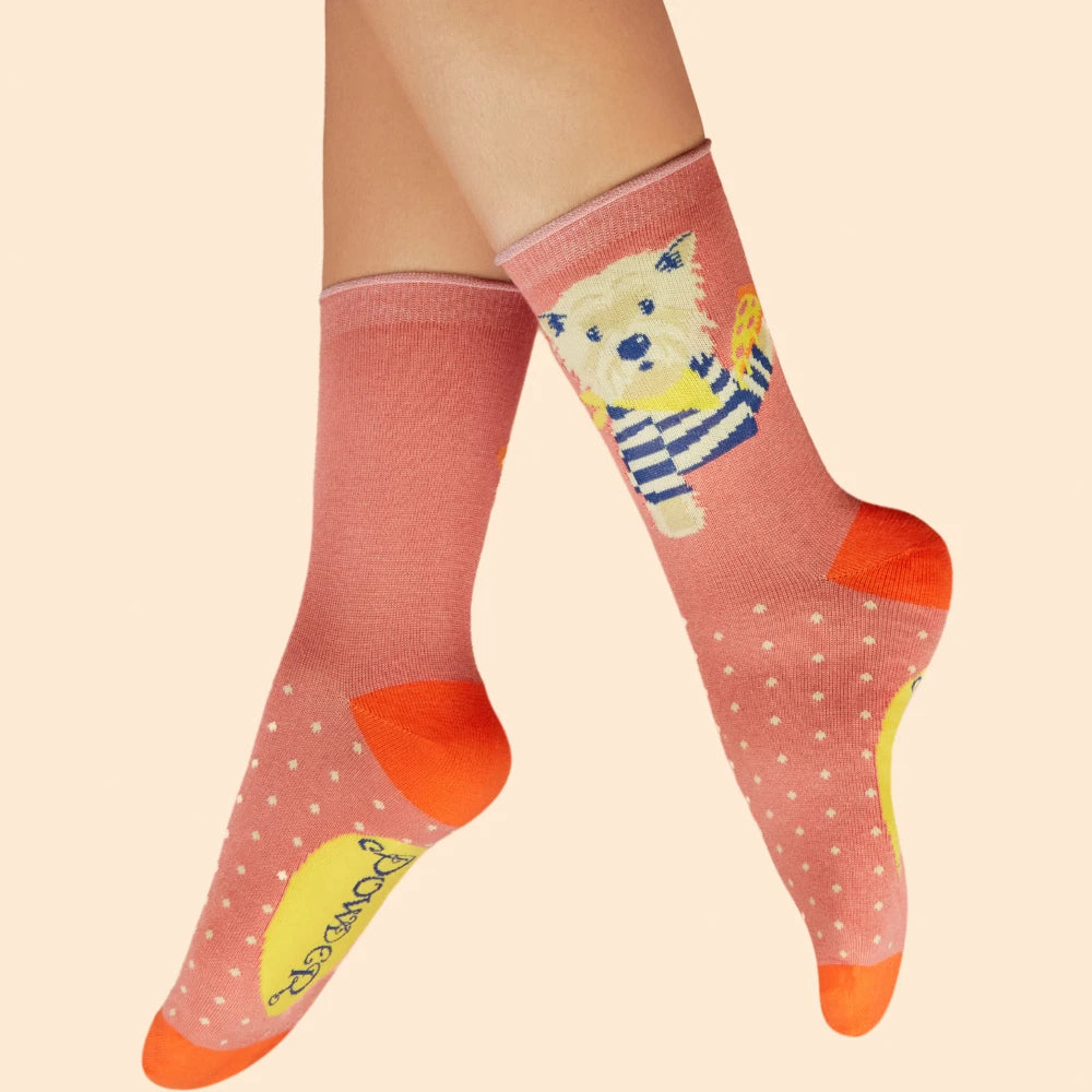 Powder Ankle Sock Puppy Pizza Lover Coral
