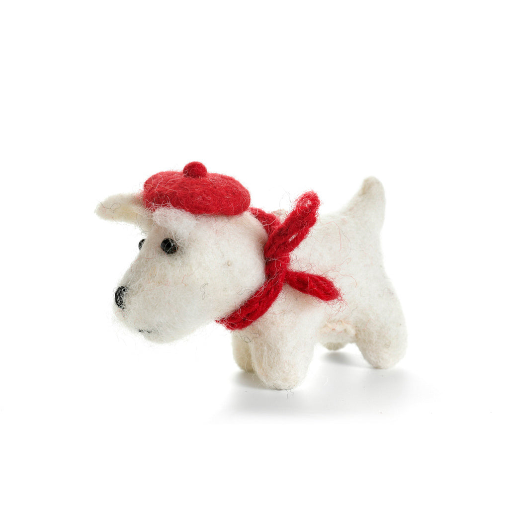 Felt Hanging Decoration - White Westie with Tam O'Shanter