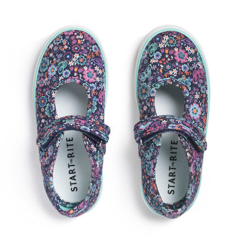 StartRite BUSY LIZZIE Canvas Shoes (Navy Floral) 25-30