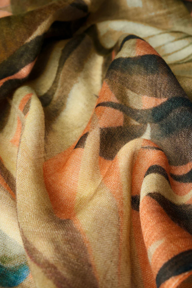 Painted Palm Wool Scarf