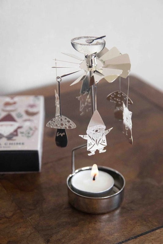Tealight Angel Chime Fox & Santa (Silver)
