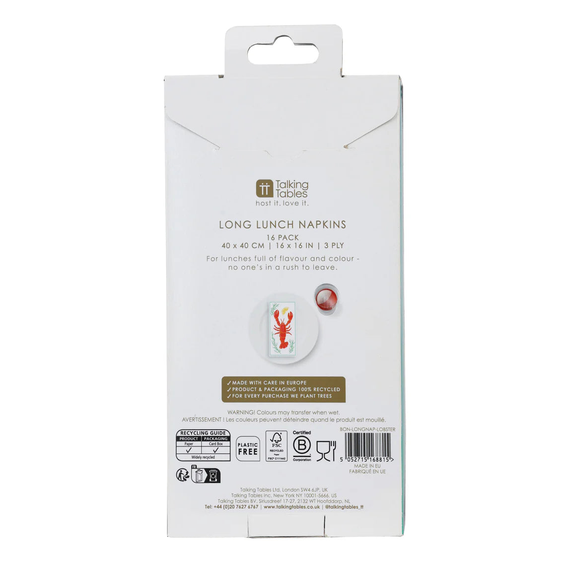 16pk Paper Napkins Lobster Long Lunch