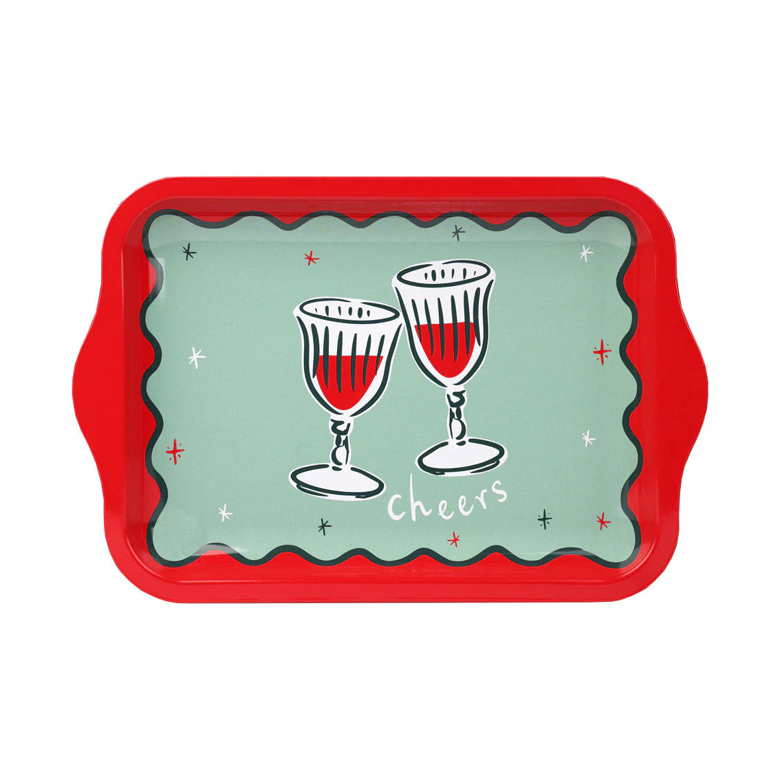 Bon Noel "Cheers" Small Tin Tray - 24cm