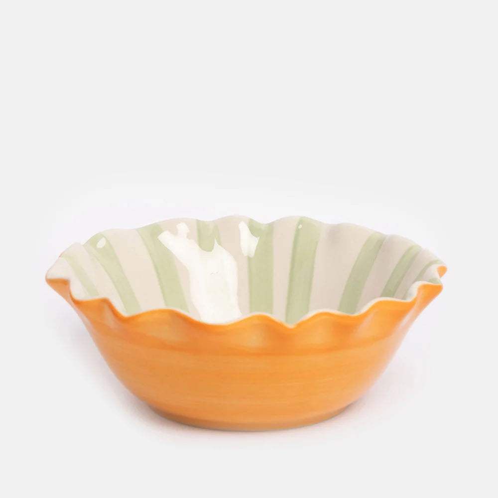 CG Bowl Orange Scallop Edge Heart