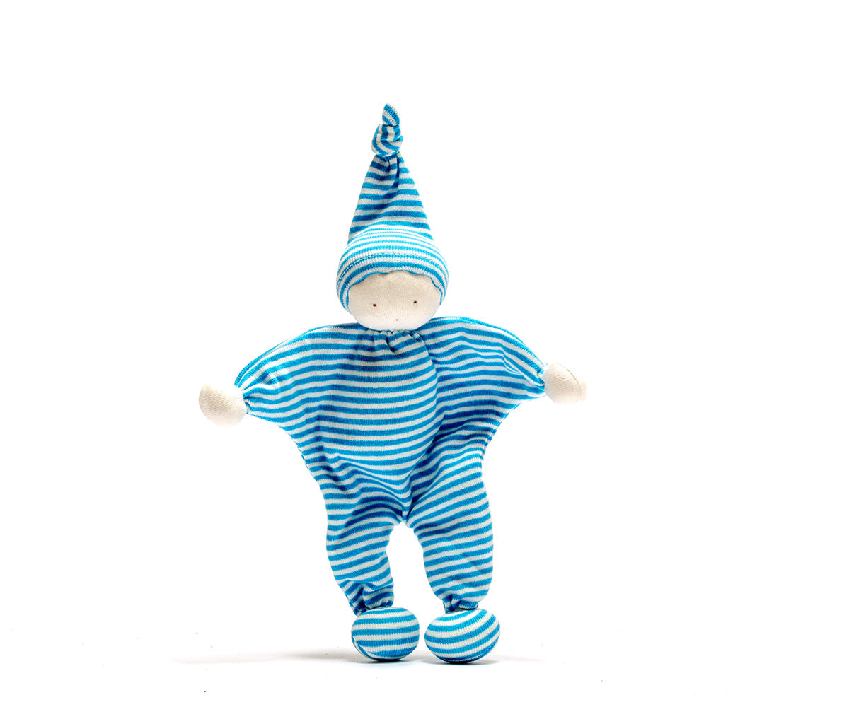 Fair Trade Organic Baby Comforter Thin Blue Stripe (0+)