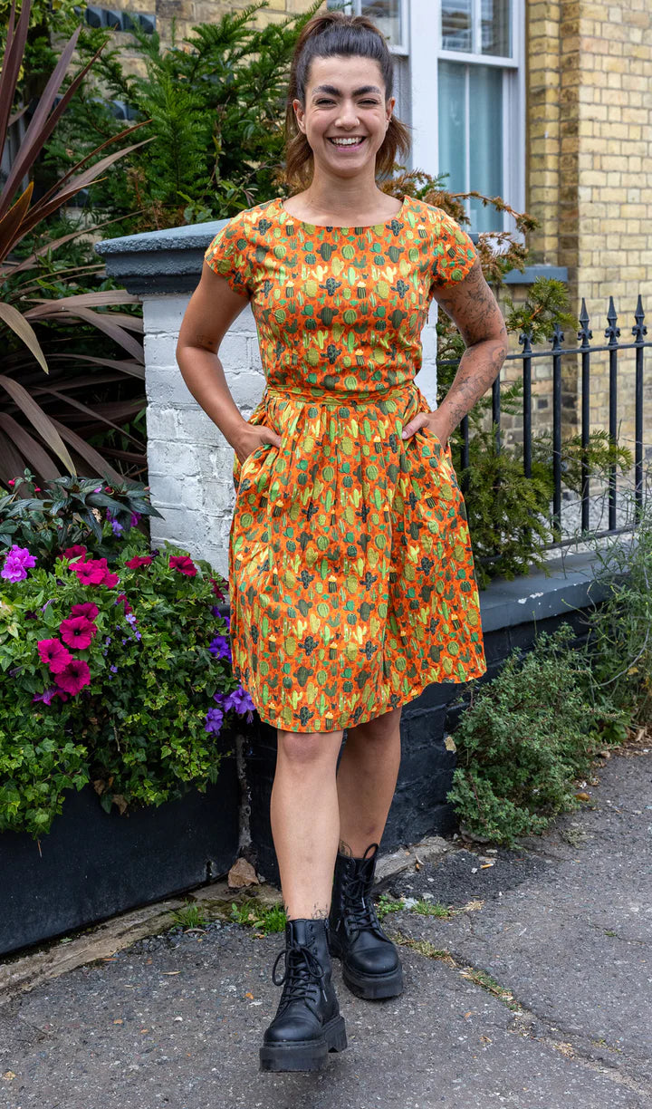 Run & Fly Orange Cactus Tea Stretch Dress with Pockets