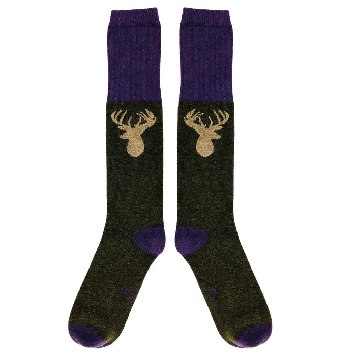 8-11 Lambswool Knee Socks Stag Dark Green