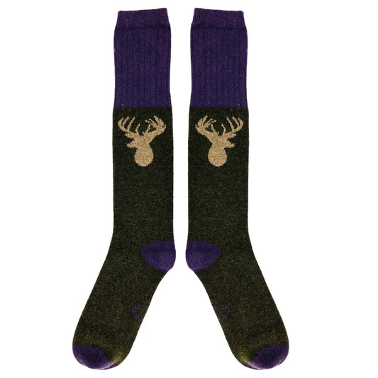 8-11 Lambswool Knee Socks Stag Dark Green