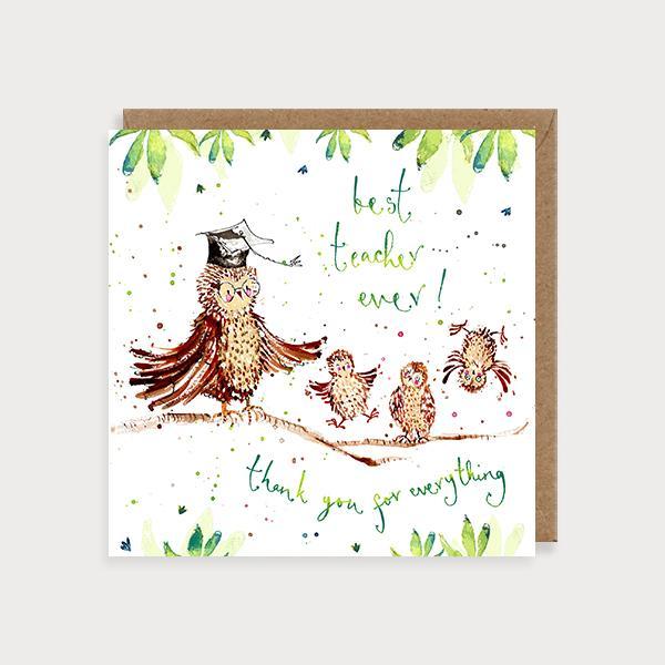 Thank You Teacher Card Owls