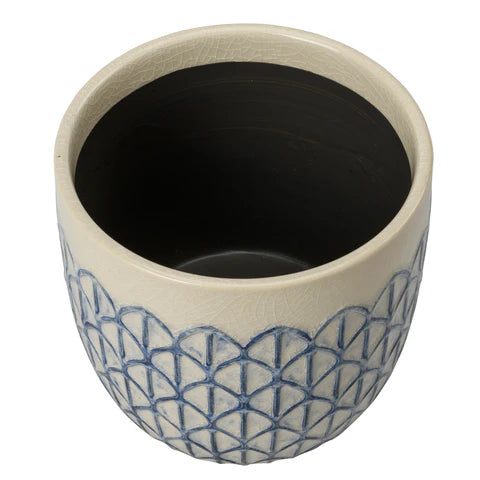 Collectors Pot 13cm Creme Geo