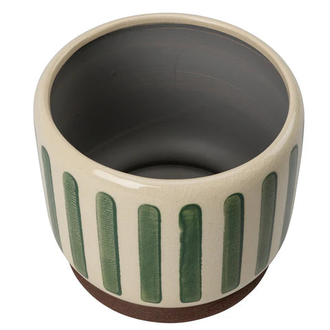 Collector Glazed Pot Green Stripe 16cm
