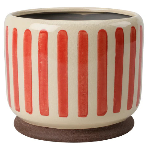 Collector Glazed Pot Red Stripe 18cm
