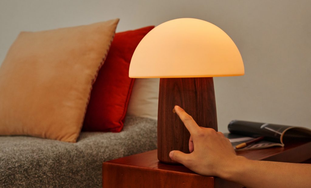 Large Alice Mushroom Lamp Walnut