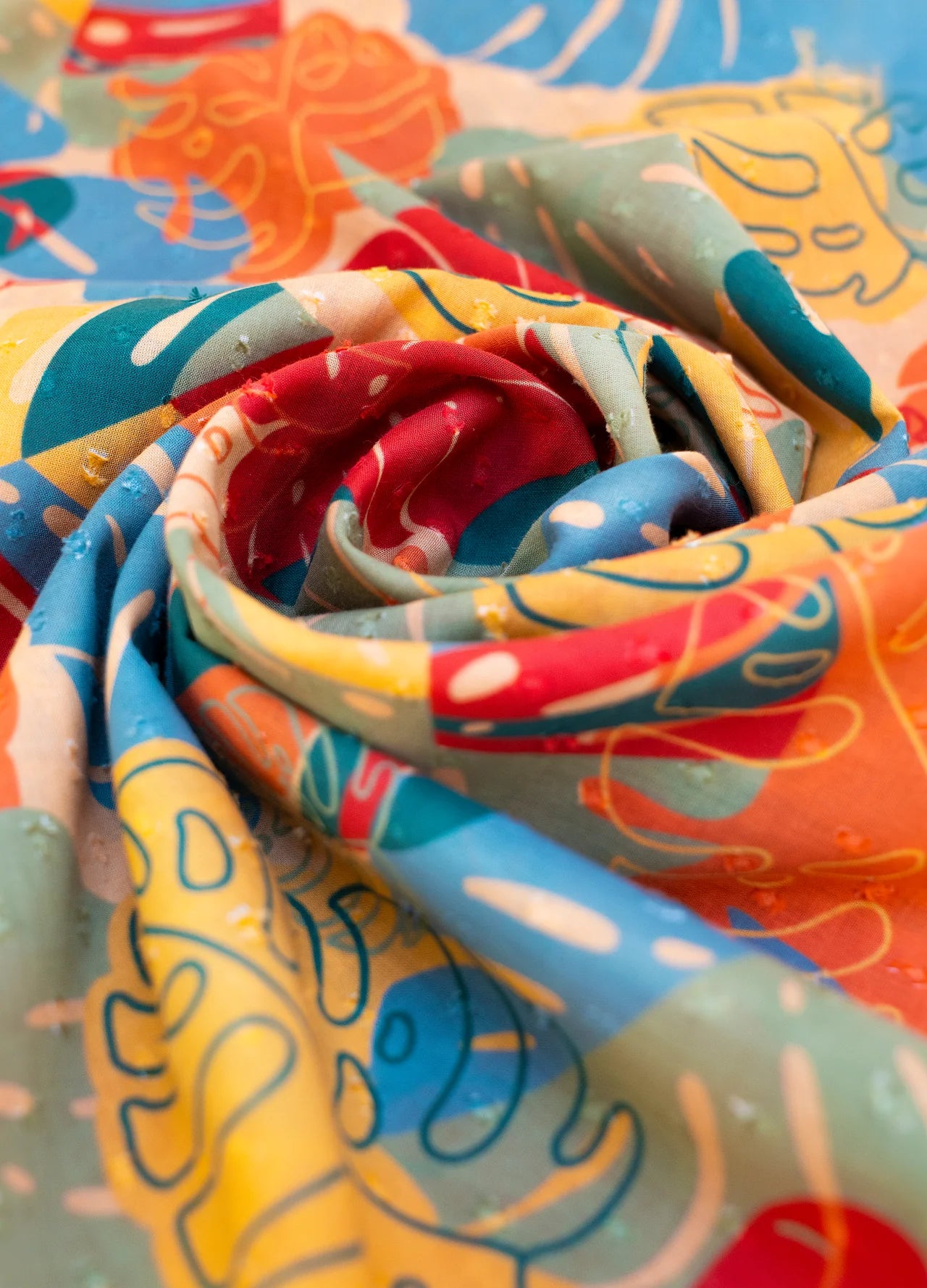 Exotic Leaves Cotton Infinity Scarf