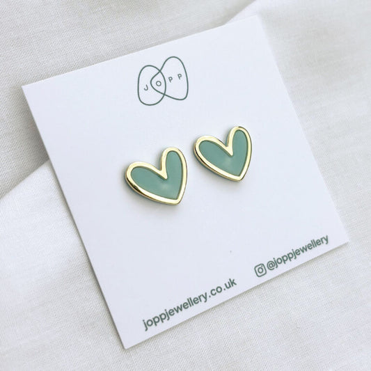 True Love Stud Earrings (Soft Teal)