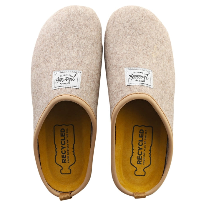 Recycled Felt Flat Slippers Beige 42-45