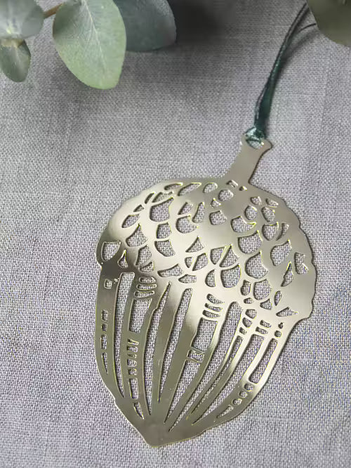 Metal Hanging Decoration Acorn Gold