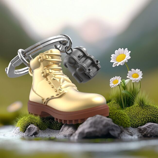 Hiking Boot With Rucksack Keyring