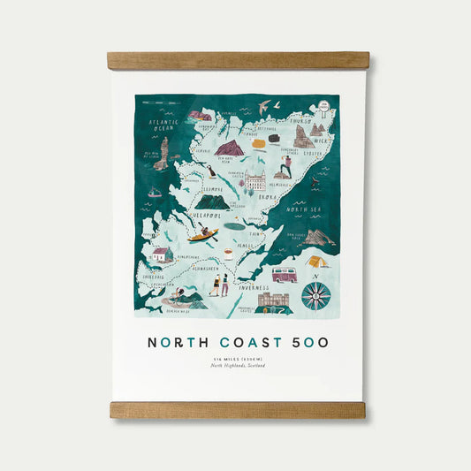 North Coast 500 - A3 Print & Oak Hanger