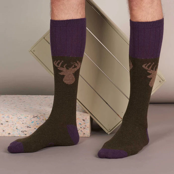 8-11 Lambswool Knee Socks Stag Dark Green