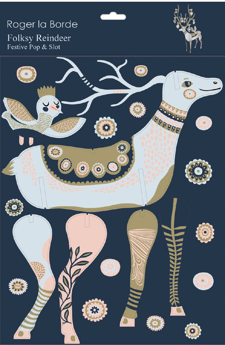 Large Pop & Slot Folksy Reindeer