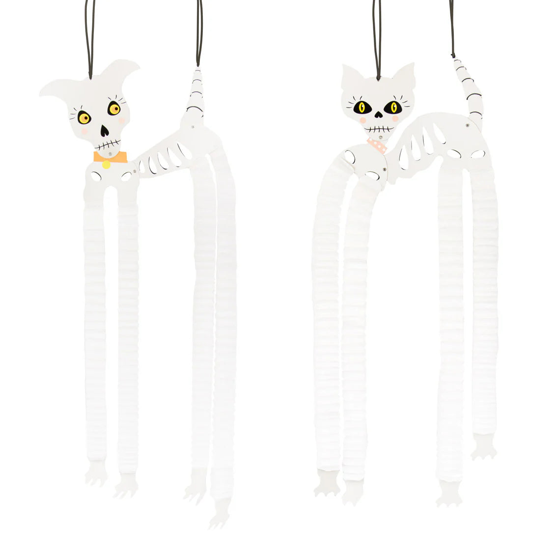 Halloween Skeleton Cat & Dog Paper Decorations 2pk