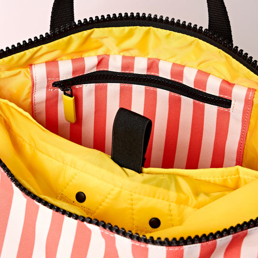 Canfield Backpack Small Canvas (Coral Stripe)