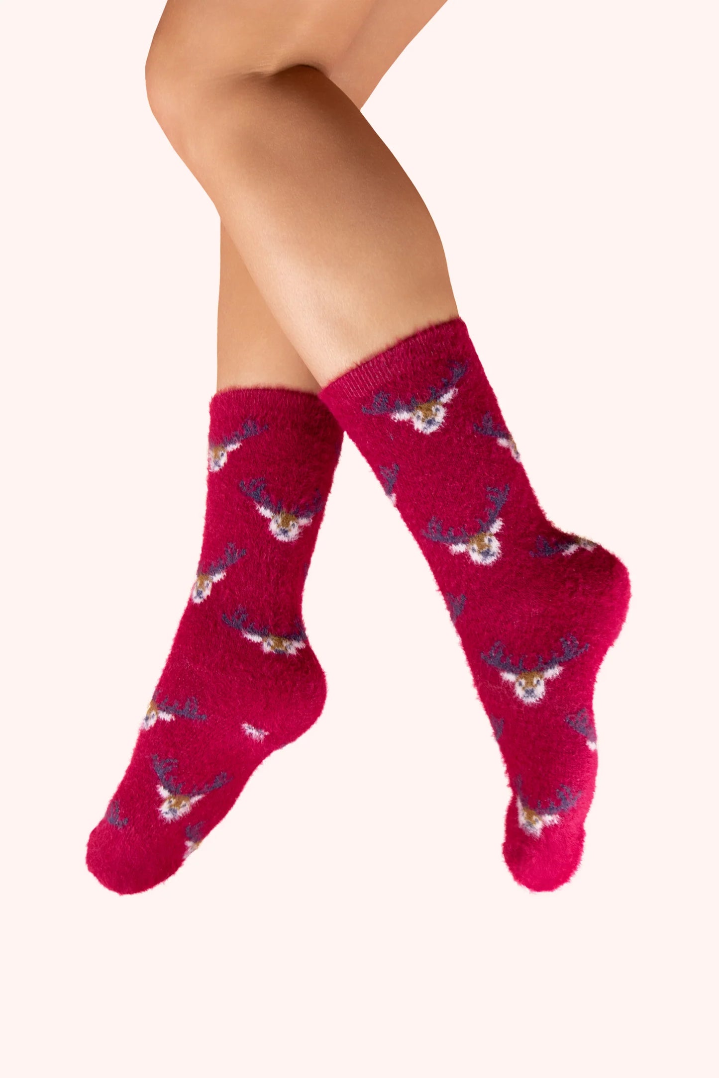 Powder Cosy Socks Mini Stags Fuchsia