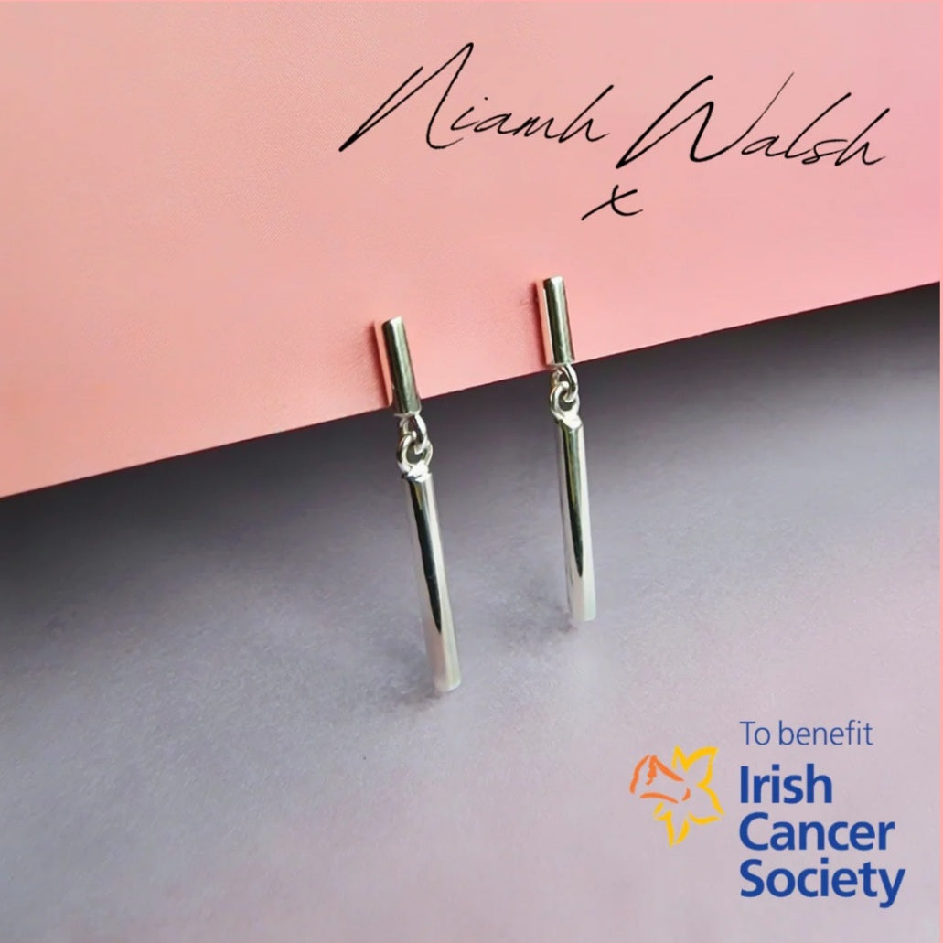 Ireland Silver Bar Drop Stud Earrings