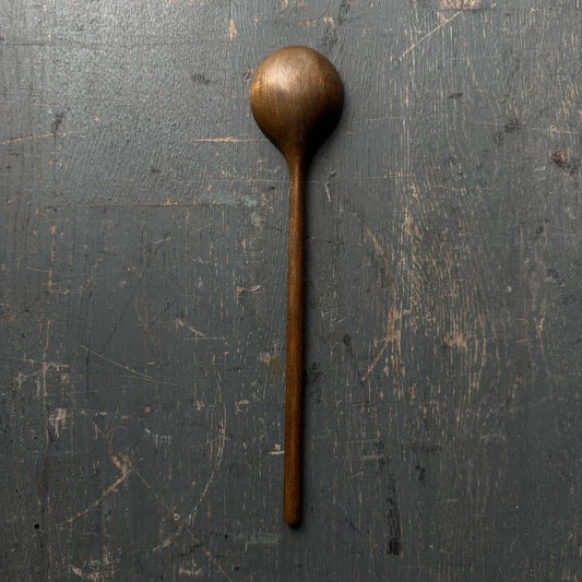 Hand Carved Long Handled Ebonised Tulipwood Condiment Spoon