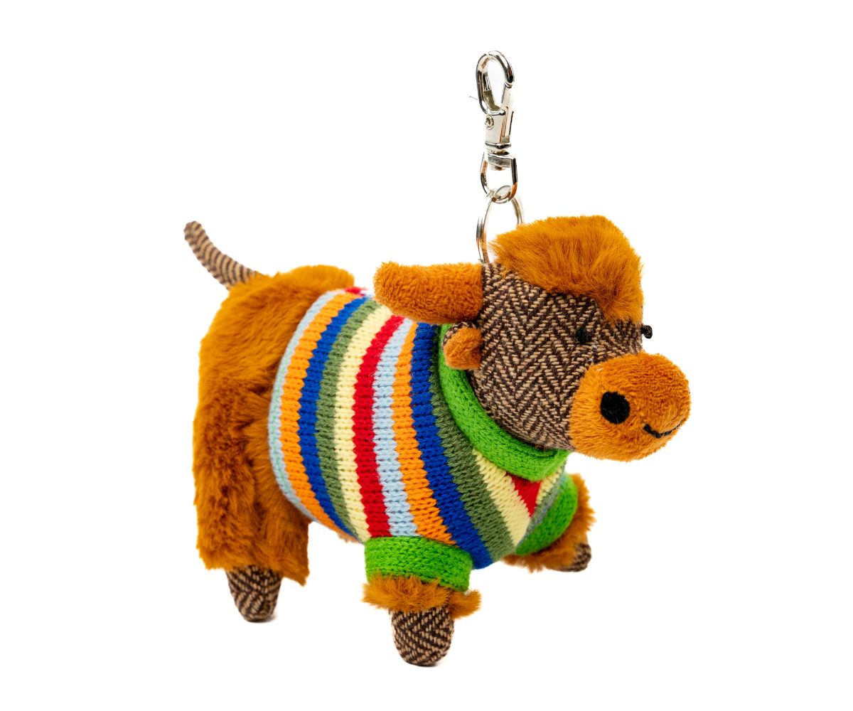 Tweed Highland Cow Bag Charm