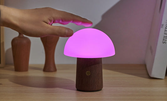 Gingko Mini Alice Mushroom Lamp Walnut | Table Lamps | Bedside Lamps