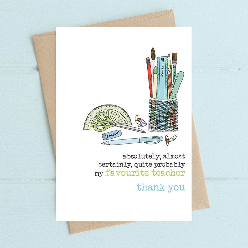 Thank You Teacher Card My Favourite