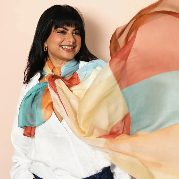 Lisa Angel Abstract Colour Block Lightweight Scarf | Women's Scarf