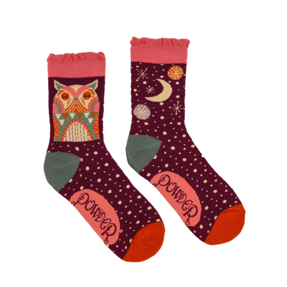 Powder Ankle Socks Purple Owl