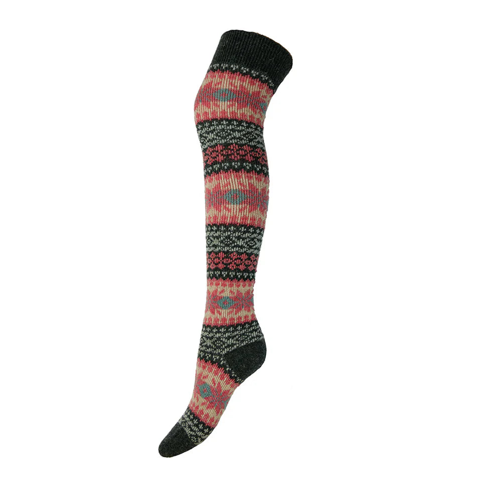 4-7 Over Knee Socks Fairisle Grey Top