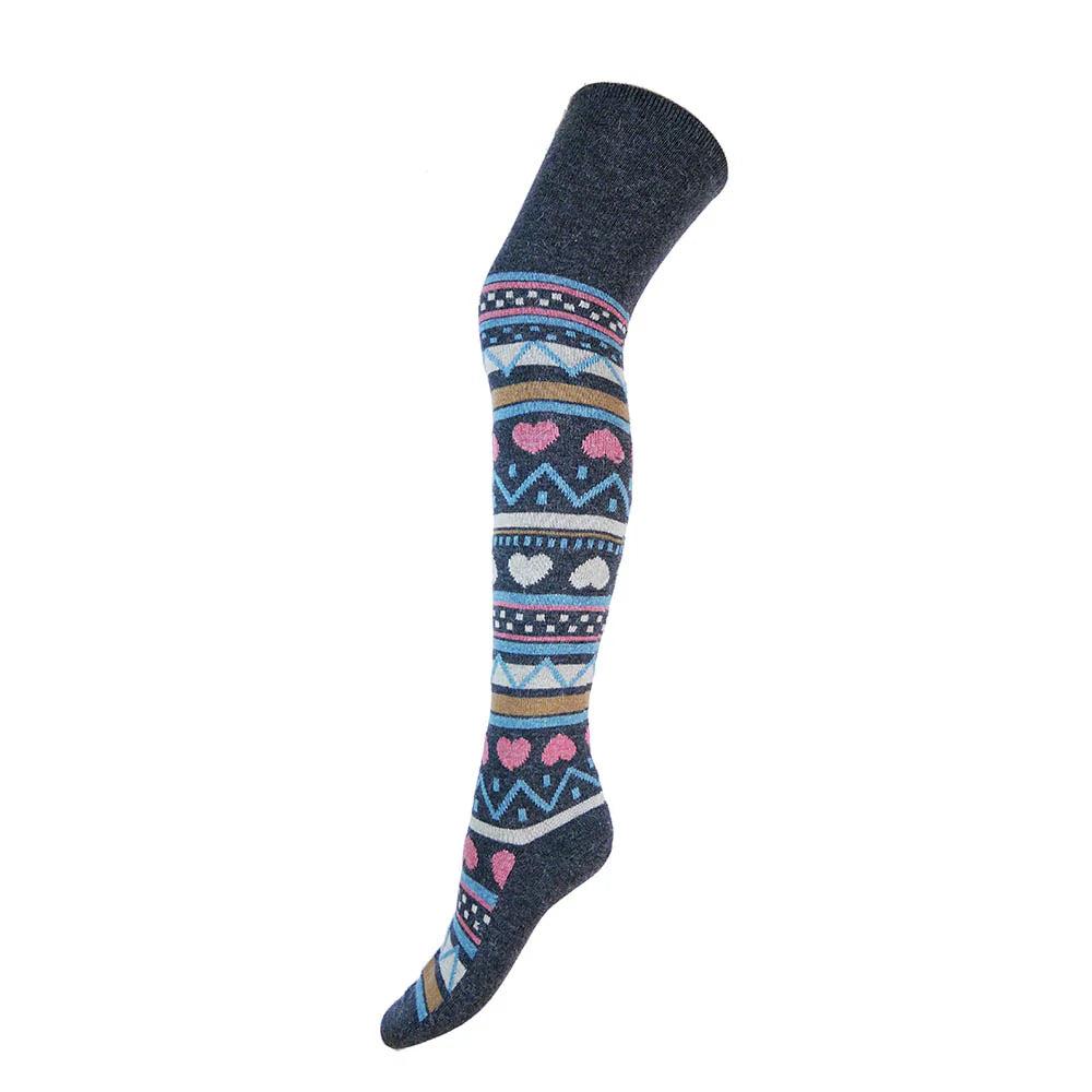 Joya Over The Knee Wool Blend Socks Heart Pattern 4-7 | Women's Socks