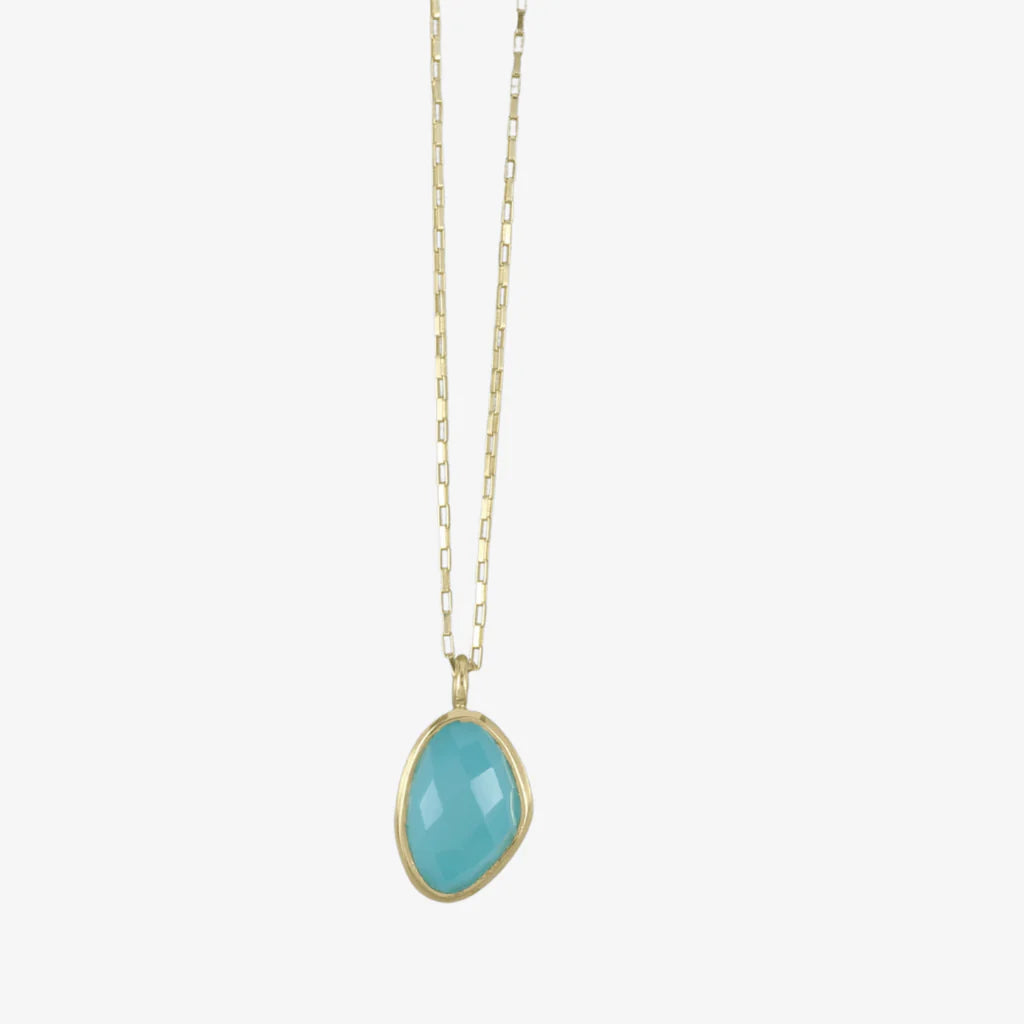 Maharini Necklace Aqua Chalcedony (Gold Plated Sterling Silver)