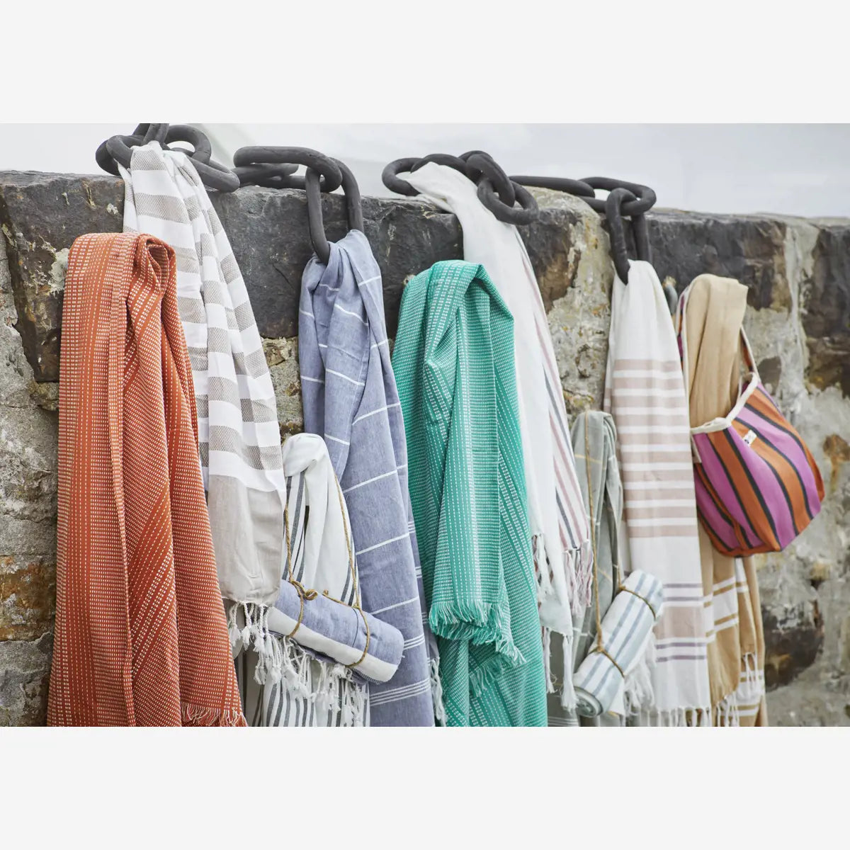 Striped Hammam Towel (white/Sand/Grape)
