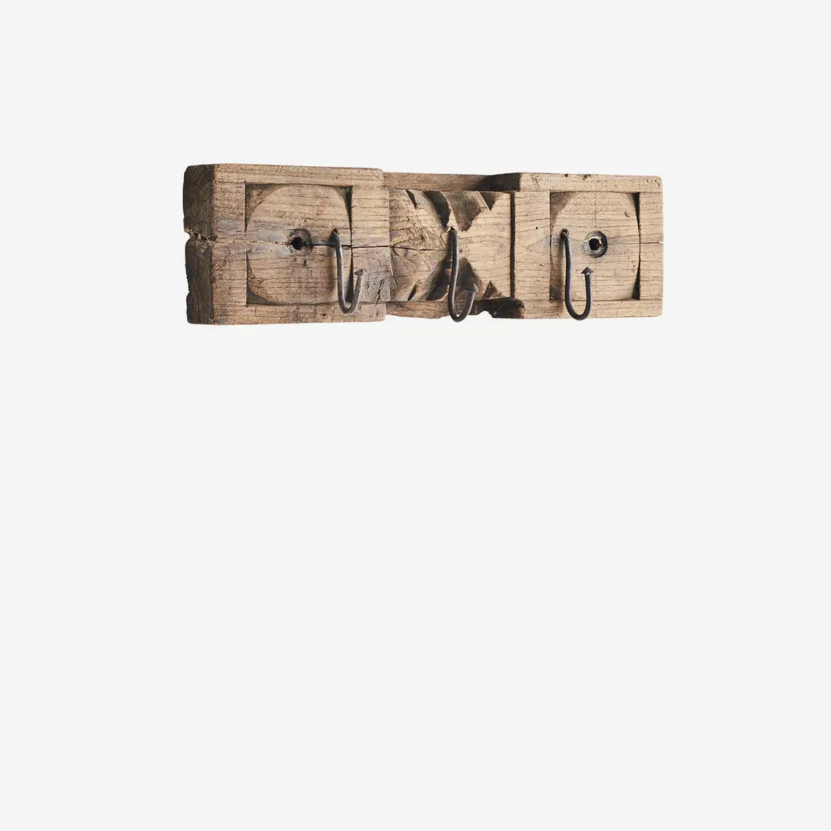 Wooden Coat Rack With Carvings