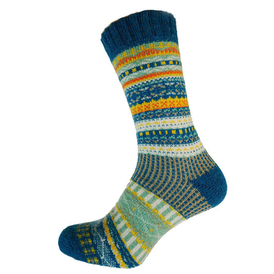 8-12 Wool Blend Socks Green Tone (Multi Coloured)