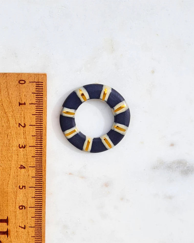 Olivia Stud Hoop Earring - Porcelain with Gold Lustre Detail