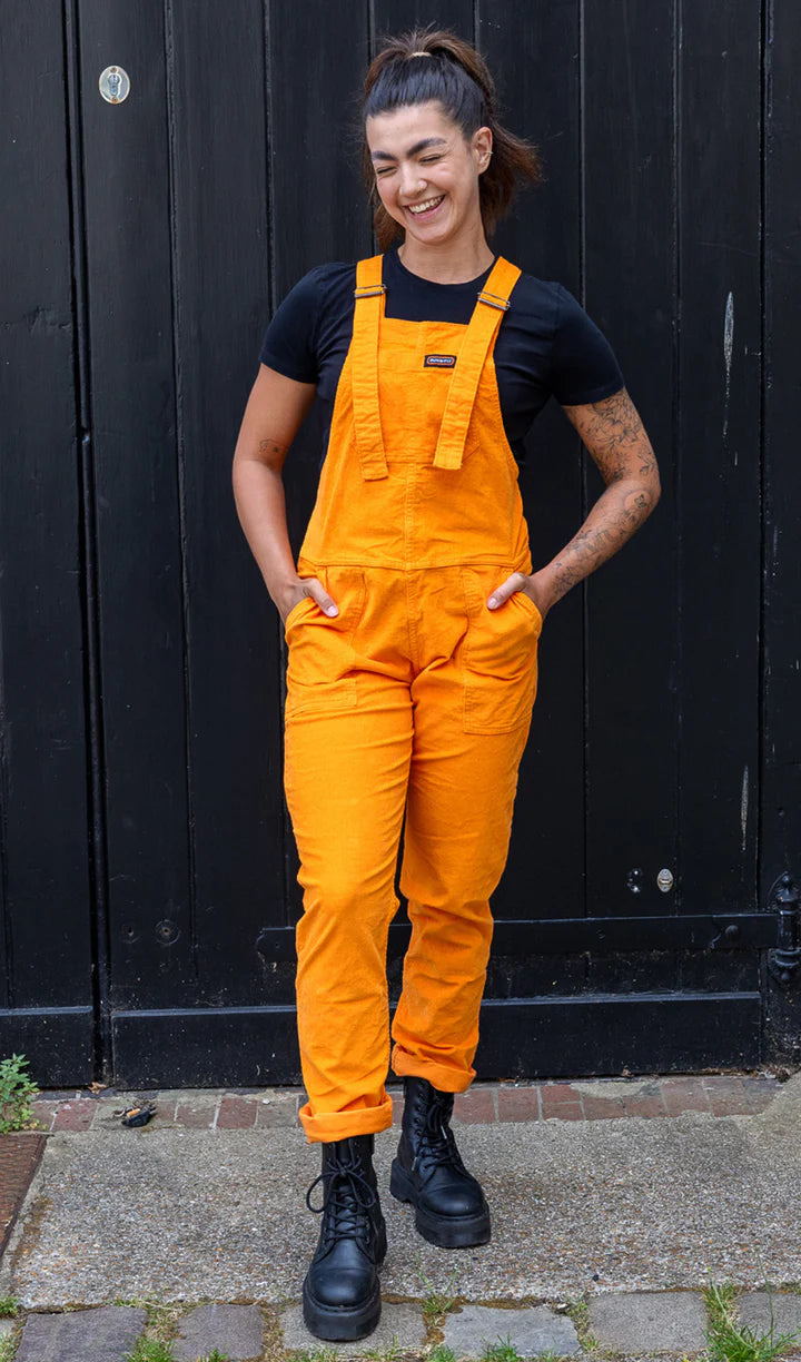 Run & Fly Highlighter Orange Stretch Cord Dungarees